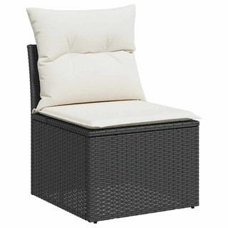 vidaXL 2 Piece Garden Sofa Set with Cushions Black Poly Rattan Acacia - 3325242