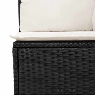 vidaXL 2 Piece Garden Sofa Set with Cushions Black Poly Rattan Acacia - 3325242