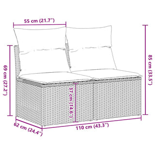 vidaXL 2 Piece Garden Sofa Set with Cushions Black Poly Rattan Acacia - 3325242