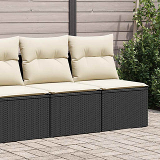 vidaXL 2 Piece Garden Sofa Set with Cushions Black Poly Rattan Acacia - 3325242