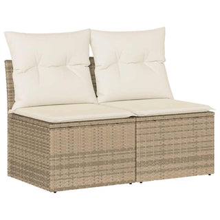 vidaXL 2 Piece Garden Sofa Set with Cushions Beige Poly Rattan Acacia - 3325244 - Sofa In Store