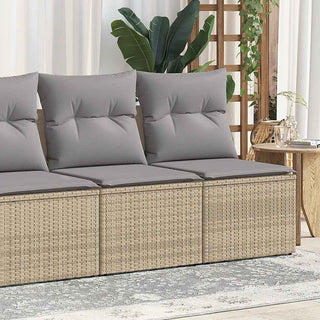 vidaXL 2 Piece Garden Sofa Set with Cushions Beige Poly Rattan Acacia - 3325245