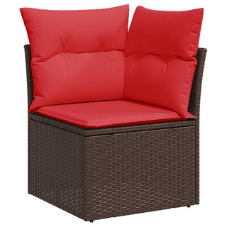 vidaXL 9 Piece Garden Sofa Set with Cushions Brown Poly Rattan Acacia - 3326135 - Sofa In Store
