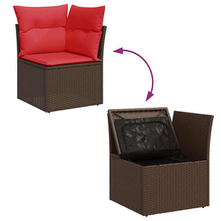 vidaXL 5 Piece Garden Sofa Set with Cushions Brown Poly Rattan Acacia - 3326155 - Sofa In Store