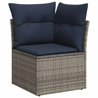 vidaXL 6 Piece Garden Sofa Set with Cushions Grey Poly Rattan Acacia - 3326162 - Sofa In Store