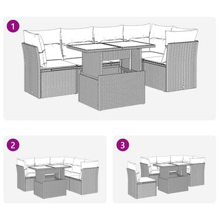 vidaXL 6 Piece Garden Sofa Set with Cushions Grey Poly Rattan Acacia - 3326162 - Sofa In Store
