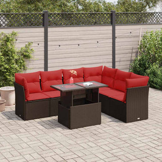 vidaXL 7 Piece Garden Sofa Set with Cushions Grey Poly Rattan Acacia - 3326175 - Sofa In Store