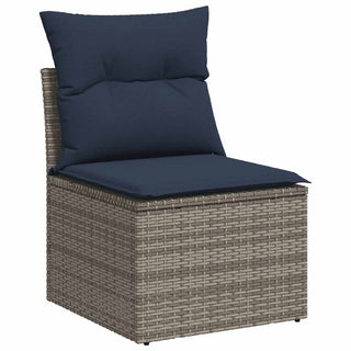 vidaXL 10 Piece Garden Sofa Set with Cushions Grey Poly Rattan Acacia - 3326222 - Sofa In Store