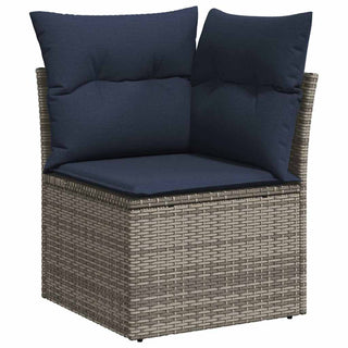 vidaXL 10 Piece Garden Sofa Set with Cushions Grey Poly Rattan Acacia - 3326222 - Sofa In Store