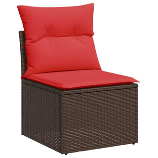 vidaXL 10 Piece Garden Sofa Set with Cushions Brown Poly Rattan Acacia - Sofa In Store