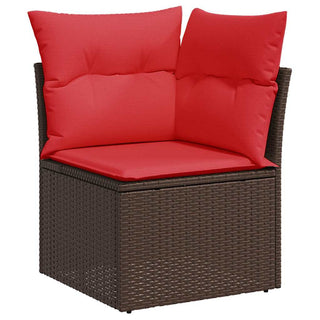 vidaXL 10 Piece Garden Sofa Set with Cushions Brown Poly Rattan Acacia - Sofa In Store
