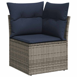 vidaXL 11 Piece Garden Sofa Set with Cushions Grey Poly Rattan Acacia - 3326232 - Sofa In Store