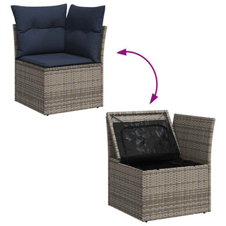 vidaXL 11 Piece Garden Sofa Set with Cushions Grey Poly Rattan Acacia - 3326232 - Sofa In Store