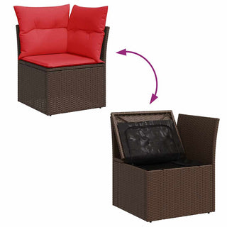 vidaXL 11 Piece Garden Sofa Set with Cushions Brown Poly Rattan Acacia - Sofa In Store