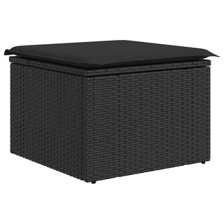 vidaXL 9 Piece Garden Sofa Set with Cushions Black Poly Rattan Acacia - 3327408 - Sofa In Store