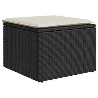 vidaXL 9 Piece Garden Sofa Set with Cushions Black Poly Rattan Acacia - 3327409 - Sofa In Store