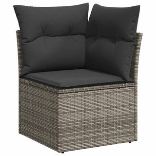 vidaXL 9 Piece Garden Sofa Set with Cushions Grey Poly Rattan Acacia - 3327413 - Sofa In Store