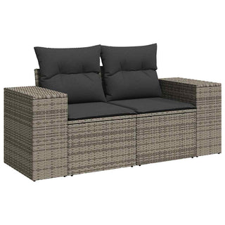 vidaXL 9 Piece Garden Sofa Set with Cushions Grey Poly Rattan Acacia - 3327413 - Sofa In Store