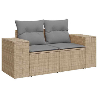 vidaXL 10 Piece Garden Sofa Set with Cushions Beige Poly Rattan Acacia - 3327419 - Sofa In Store