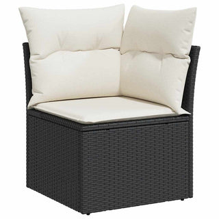 vidaXL 10 Piece Garden Sofa Set with Cushions Black Poly Rattan Acacia - 3327423 - Sofa In Store