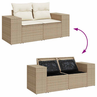 vidaXL 10 Piece Garden Sofa Set with Cushions Beige Poly Rattan Acacia - 3327425 - Sofa In Store