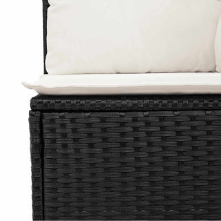 vidaXL 6 Piece Garden Sofa Set with Cushions Black Poly Rattan Acacia - 3327437 - Sofa In Store