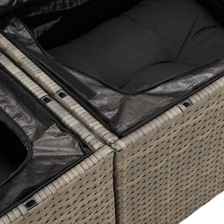 vidaXL 6 Piece Garden Sofa Set with Cushions Grey Poly Rattan Acacia - 3327441 - Sofa In Store