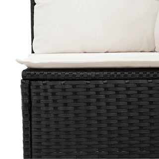 vidaXL 7 Piece Garden Sofa Set with Cushions Black Poly Rattan Acacia - 3327444 - Sofa In Store
