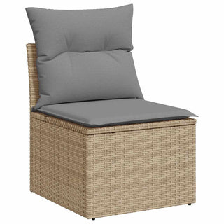vidaXL 6 Piece Garden Sofa Set with Cushions Beige Poly Rattan Acacia - 3327454 - Sofa In Store