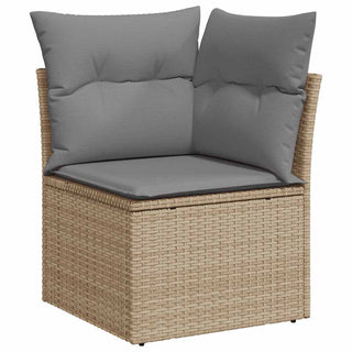 vidaXL 6 Piece Garden Sofa Set with Cushions Beige Poly Rattan Acacia - 3327454 - Sofa In Store