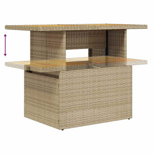 vidaXL 6 Piece Garden Sofa Set with Cushions Beige Poly Rattan Acacia - 3327454 - Sofa In Store