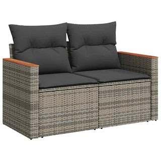 vidaXL 7 Piece Garden Sofa Set with Cushions Grey Poly Rattan Acacia - 3327462 - Sofa In Store