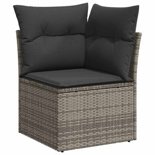 vidaXL 7 Piece Garden Sofa Set with Cushions Grey Poly Rattan Acacia - 3327462 - Sofa In Store