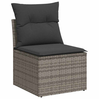 vidaXL 7 Piece Garden Sofa Set with Cushions Grey Poly Rattan Acacia - 3327462 - Sofa In Store