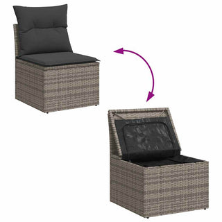 vidaXL 7 Piece Garden Sofa Set with Cushions Grey Poly Rattan Acacia - 3327462 - Sofa In Store