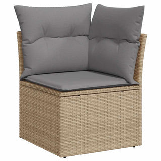 vidaXL 9 Piece Garden Sofa Set with Cushions Beige Poly Rattan Acacia - 3327468 - Sofa In Store
