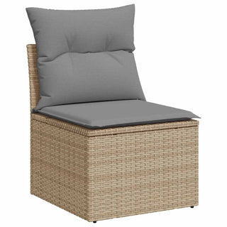 vidaXL 9 Piece Garden Sofa Set with Cushions Beige Poly Rattan Acacia - 3327468 - Sofa In Store