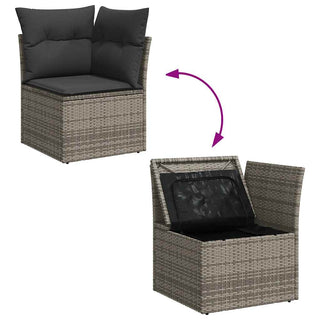 vidaXL 9 Piece Garden Sofa Set with Cushions Grey Poly Rattan Acacia - 3327469 - Sofa In Store