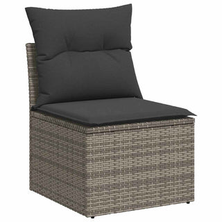 vidaXL 6 Piece Garden Sofa Set with Cushions Grey Poly Rattan Acacia - 3327476 - Sofa In Store