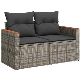 vidaXL 6 Piece Garden Sofa Set with Cushions Grey Poly Rattan Acacia - 3327476 - Sofa In Store