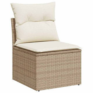 vidaXL 5 Piece Garden Sofa Set with Cushions Beige Poly Rattan Acacia - 3327481 - Sofa In Store