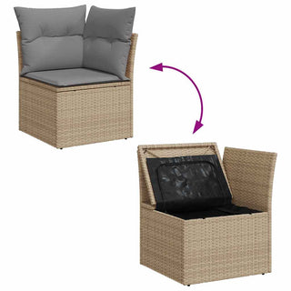 vidaXL 5 Piece Garden Sofa Set with Cushions Beige Poly Rattan Acacia - 3327482