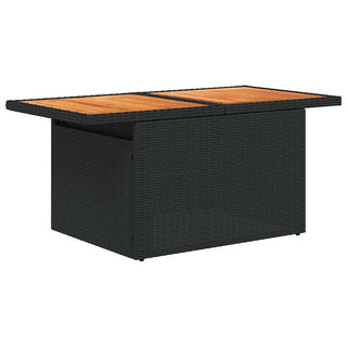 vidaXL 7 Piece Garden Sofa Set with Cushions Black Poly Rattan Acacia - 3327493 - Sofa In Store
