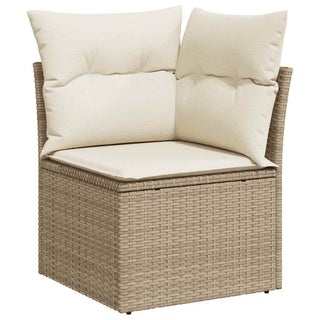 vidaXL 9 Piece Garden Sofa Set with Cushions Beige Poly Rattan Acacia - 3327502 - Sofa In Store