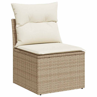 vidaXL 9 Piece Garden Sofa Set with Cushions Beige Poly Rattan Acacia - 3327502 - Sofa In Store