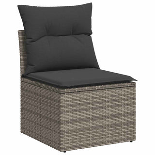 vidaXL 9 Piece Garden Sofa Set with Cushions Grey Poly Rattan Acacia - 3327504 - Sofa In Store