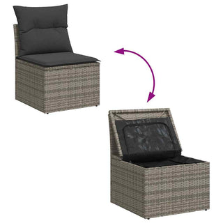 vidaXL 9 Piece Garden Sofa Set with Cushions Grey Poly Rattan Acacia - 3327504 - Sofa In Store