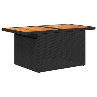 vidaXL 7 Piece Garden Sofa Set with Cushions Black Poly Rattan Acacia - 3327506 - Sofa In Store
