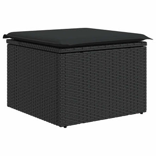 vidaXL 7 Piece Garden Sofa Set with Cushions Black Poly Rattan Acacia - 3327506 - Sofa In Store