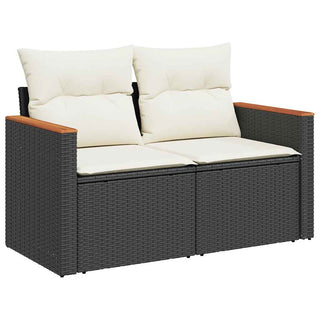 vidaXL 11 Piece Garden Sofa Set with Cushions Black Poly Rattan Acacia - 3327535 - Sofa In Store